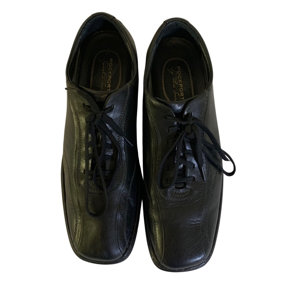 Rockport Signature Series Black Leather Lace Up Comfort Dress Shoes Men, 12 - Picture 2 of 7